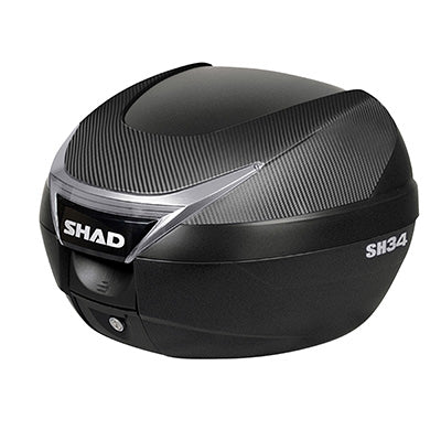 TOPCASE SHAD SH34 ZWART-CARBON 34L MET PLAAT (CAPACITEIT 1 VOLLEDIGE HELM + ACCESSOIRES) (L42xH31xD43cm) (D0B34106)