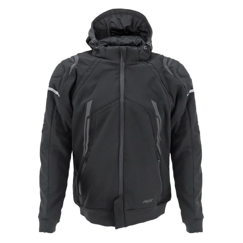 VESTE-BLOUSON ADX RSX NOIR-GRIS    S  AVEC CAPUCHE AMOVIBLE (AVEC PROTECTIONS-SANS PLAQUE DORSALE)  (HOMOLOGUE NF EN 17092-4 : 2020)