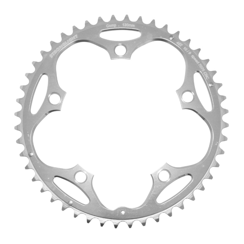 ROAD CHAINRING 5BRA D.130 STRONGLIGHT 48TTS EXTERIOR SILVER ALU 7075 TYPE SHIMANO 9-10V.