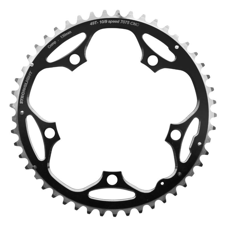 ROAD CHAINRING 5BRA D.130 STRONGLIGHT 49TTS EXTERIOR BLACK ALU 7075 TYPE SHIMANO 9-10V.