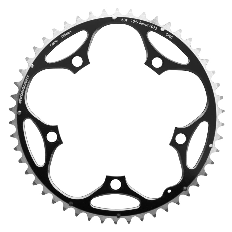 ROAD CHAINRING 5BRA D.130 STRONGLIGHT 50TTS EXTERIOR BLACK ALU 7075 TYPE SHIMANO 9-10V.