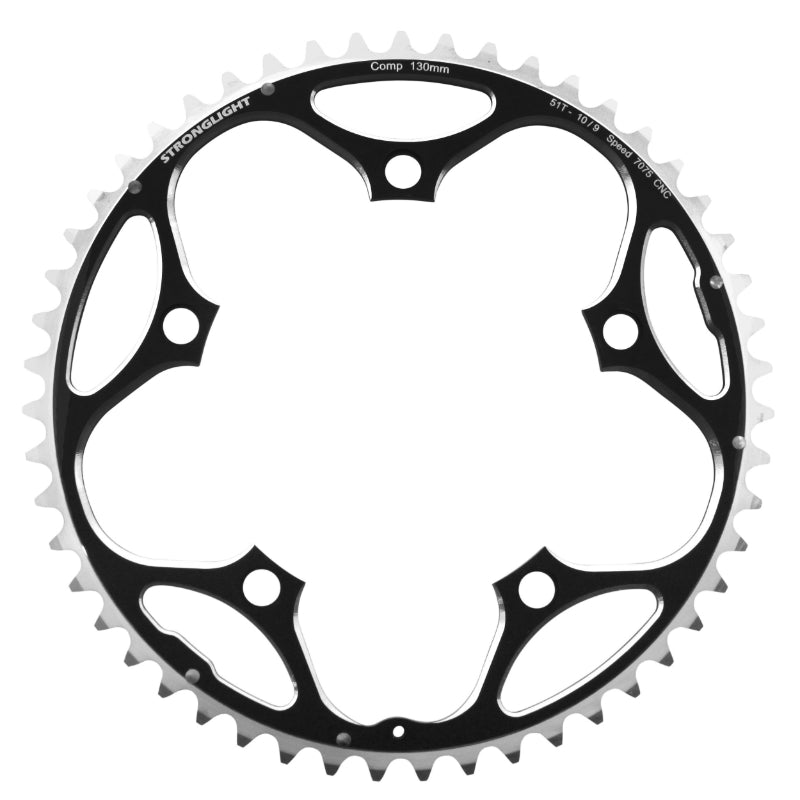 ROAD CHAINRING 5BRA D.130 STRONGLIGHT 51TTS EXTERIOR BLACK ALU 7075 TYPE SHIMANO 11-10V.