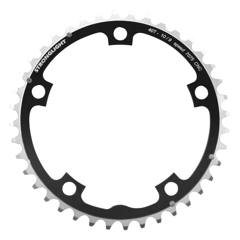 ROAD CHAINRING 5BRA D.130 STRONGLIGHT 40TTS TRIPLE MIDDLE BLACK ALU 7075 SHIMANO TYPE 9-10S.