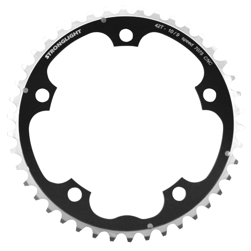 ROAD CHAINRING 5BRA D.130 STRONGLIGHT 42TTS TRIPLE MIDDLE BLACK ALU 7075 SHIMANO TYPE 9-10S.