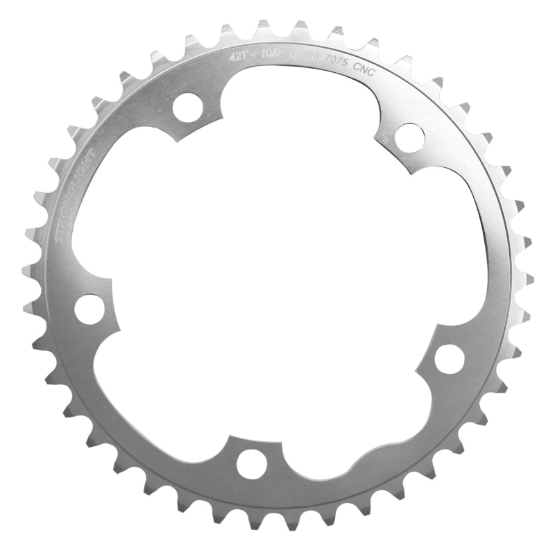 ROAD CHAINRING 5BRA D.130 STRONGLIGHT 42TTS INTERIOR SILVER ALU 7075 TYPE SHIMANO 9-10V.