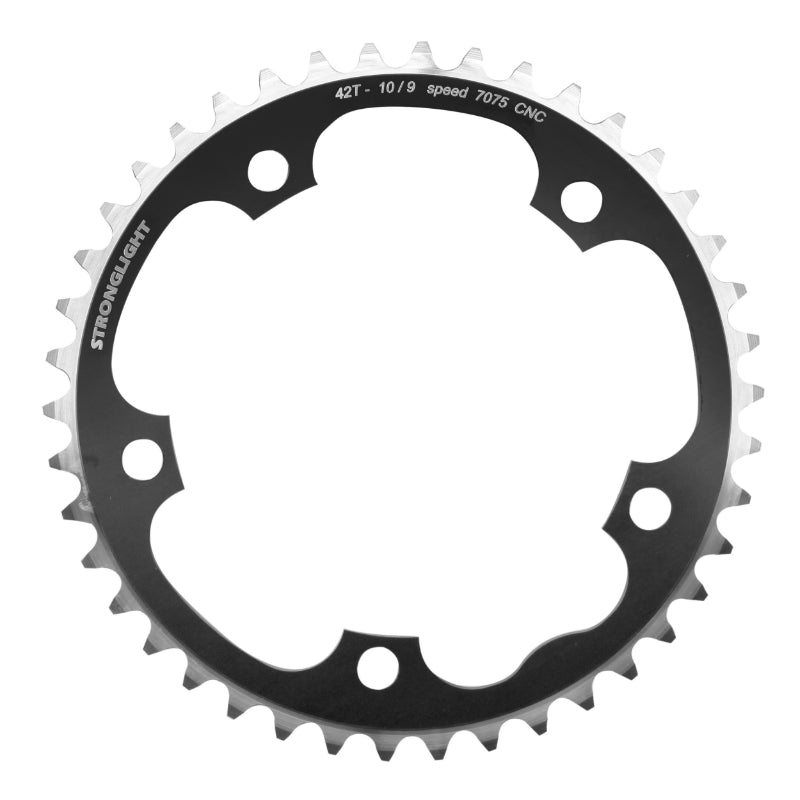 ROAD CHAINRING 5BRA D.130 STRONGLIGHT 42TTS INTERIOR BLACK ALU 7075 TYPE SHIMANO 11-10V.