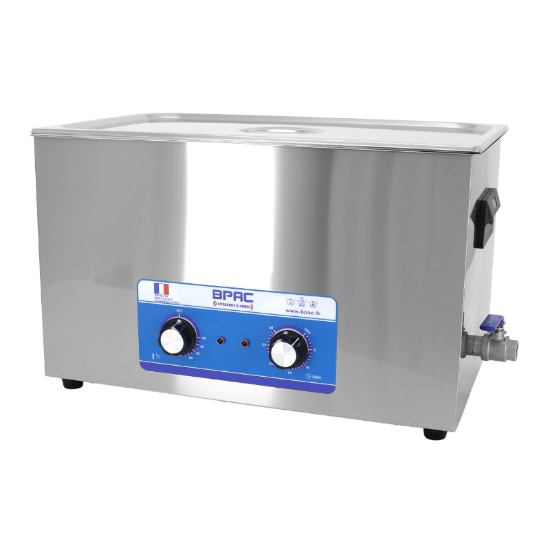 PROFESSIONELE ANALOGE ULTRASONE BIN CLEANER 30L 600 WATT MET AFVOERKLEP (500x300x200mm) -SPECIALE CARBURATEURSCHELLING- (PREMIUM KWALITEIT)