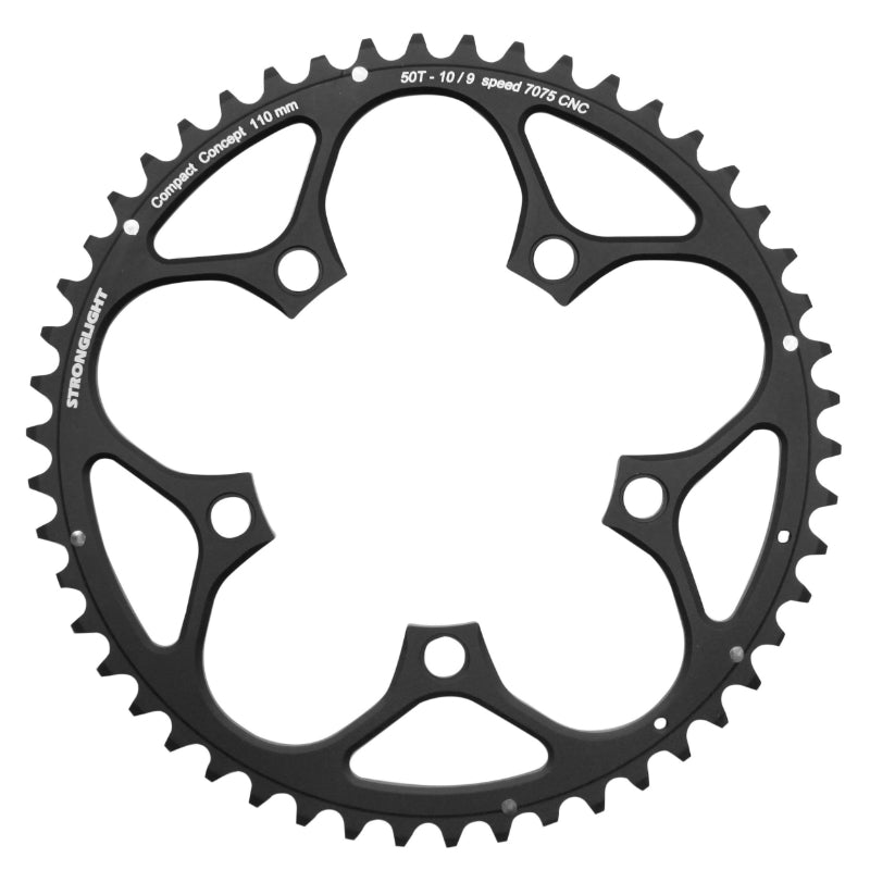 ROAD CHAINRING 5BRA D.110 STRONGLIGHT 50TTS EXTERIOR BLACK TYPE SHIMANO 9-10-11V.