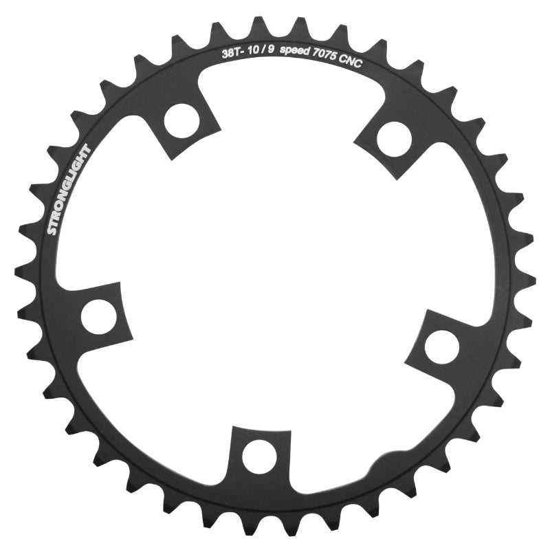 ROAD CHAINRING 5BRA D.110 STRONGLIGHT 38TTS BLACK INTERIOR TYPE SHIMANO 9-10-11V.