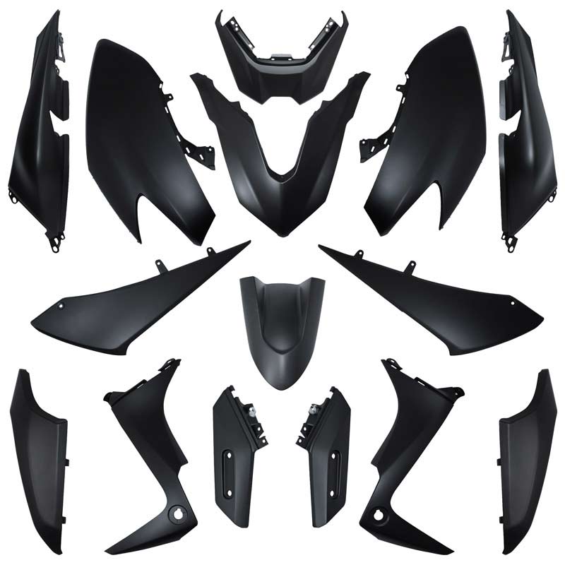 CARROSSERIE-CARENAGE MAXISCOOTER ADAPTABLE YAMAHA 530 TMAX 2017+2019 NOIR MAT (KIT 15 PIECES)