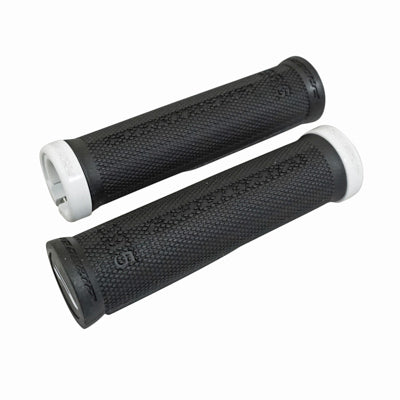 CITY-MTB PROGRIP 995 BLACK HANDLE WITH WHITE LOCK ON 130mm (COMPLETE WITH TIPS) (BLISTER)