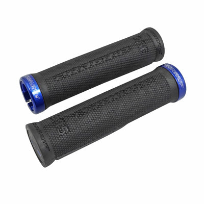 POIGNEE CITY-VTT PROGRIP 995 NOIR AVEC LOCK ON BLEU 130mm (LIVRE AVEC EMBOUTS) (BLISTER)