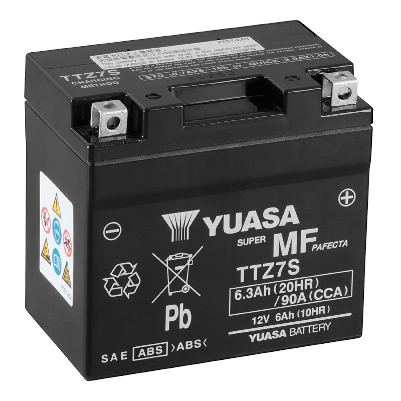 BATTERIE 12V  6 Ah TTZ7S YUASA MF SANS ENTRETIEN PRETE A L'EMPLOI  (Lg113xL70xH105)