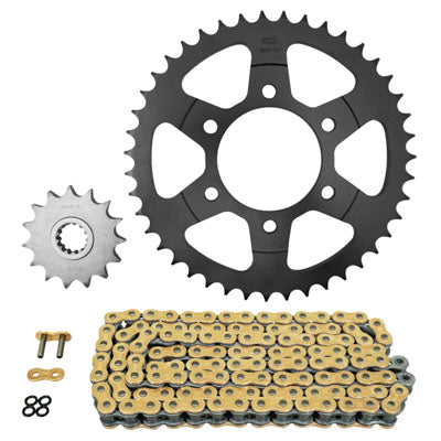 KIT CHAINE ADAPTABLE KAWASAKI 1000 KLZ VERSYS 2012+2018, KLZ VERSYS SE 2019+, KLZ VERSYS S 2022+  525  15x43  (DIAM COURONNE 80-104-10.5)  (DEMULTIPLICATION ORIGINE)  -AFAM-