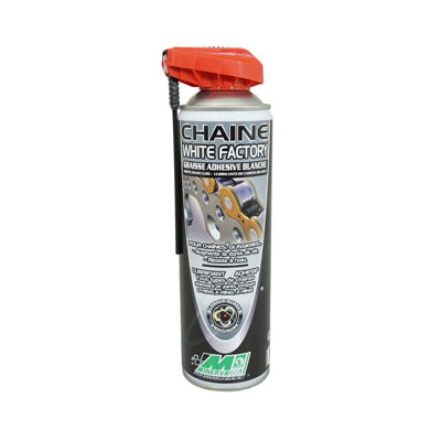 GRAISSE A CHAINE MOTO MINERVA CHAINE WHITE FACTORY ADHESIVE BLANCHE POUR ROUTE-OFF ROAD-CROSS (AEROSOL 500 ml)