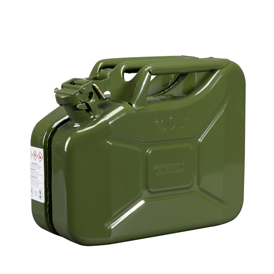 JERRYCAN-PASSO-FUEL CAN PRESSOL METAL ARMY US TYPE GROEN 10L (TUV-EN GOEDGEKEURD)