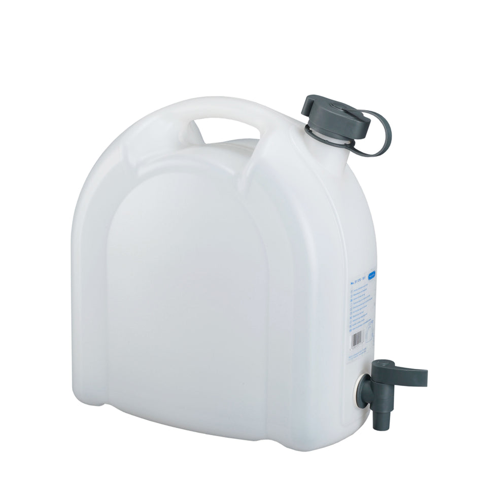 JERRYCAN-PRESSOL WATERFLES IN TRANSPARANT POLYETHYLEEN MET DOP EN KRAAN 10L