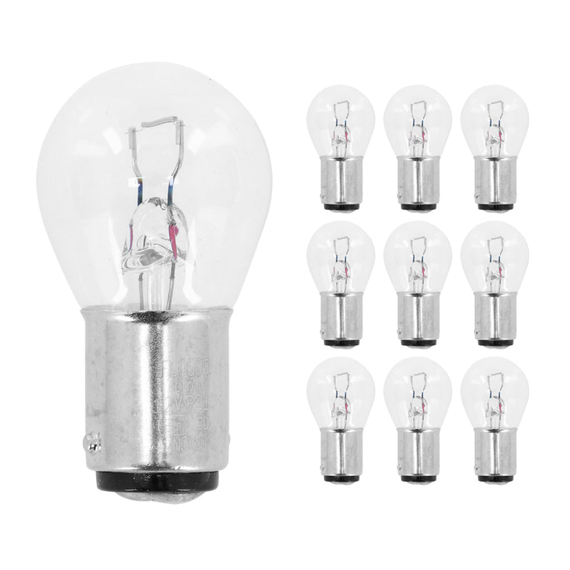 STANDARD LAMP BULB 12V 21W BA15d BASE STANDARD 1142 WHITE GREASER (BOX OF 10) -FLOSSER-