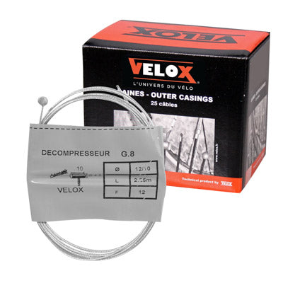 CABLE DE DECOMPRESSEUR CYCLO VELOX G.8 POUR MBK  BOULE 4.5x10 mm  DIAM 12-10  Lg 2,25M  (12 FILS)  (BOITE DE 25)