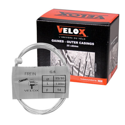 CYCLO VELOX G.6 BRAKE CABLE FOR PEUGEOT BALL 8x8mm DIAM 15-10 Lg 1.80M (14 WIRES) (BOX OF 25)