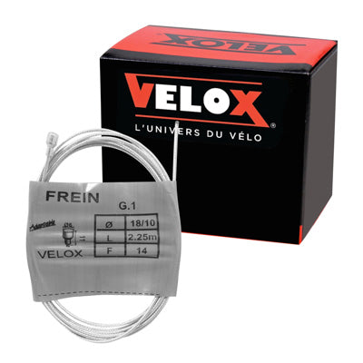 CABLE DE FREIN CYCLO VELOX G.1 POUR MBK  BOULE 6x10mm  DIAM 18-10  Lg 2,25M  (14 FILS)  (BOITE DE 10)