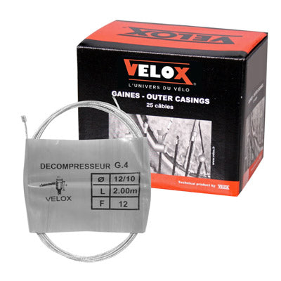 CABLE DE GAZ CYCLO VELOX G.4 POUR MBK-CIAO BOULE 3x4mm  DIAM 12-10  Lg 2,00M  (12 FILS)  (BOITE DE 25)