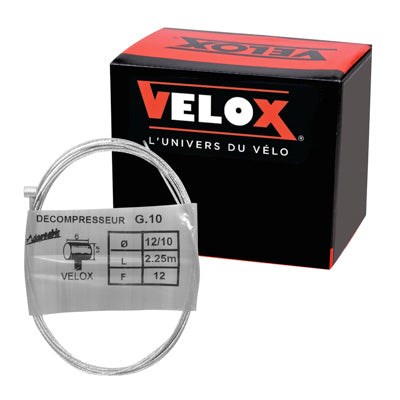 CABLE DE GAZ CYCLO VELOX G.10 POUR PEUGEOT  BOULE 5x7mm  DIAM 12-10  Lg 2,25M  (12 FILS)  (BOITE DE 25)