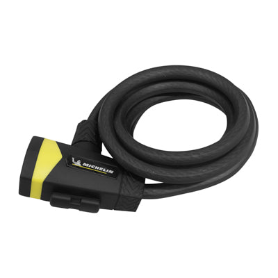 ANTIVOL VELO SPIRAL A CLE MICHELIN DIAM 12mm  LONG 2.00M  NOIR-JAUNE