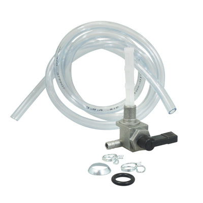 ROBINET ESSENCE CYCLO ADAPTABLE MBK 51, 41, CLUB (MOTEUR AV10) AVEC DURITE TRANSPARENTE + COLLIERS