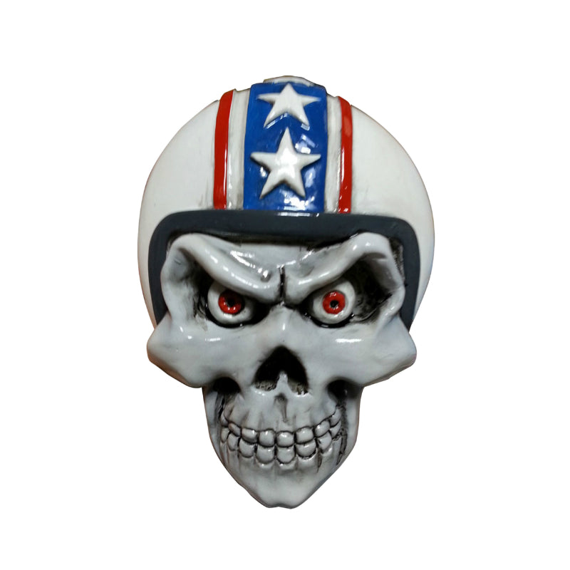 AUTOCOLLANT-STICKER LETHAL THREAT 3D SKULL HELMET BLANC