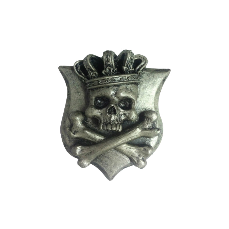 AUTOCOLLANT-STICKER LETHAL THREAT 3D SKULL ARGENT KING