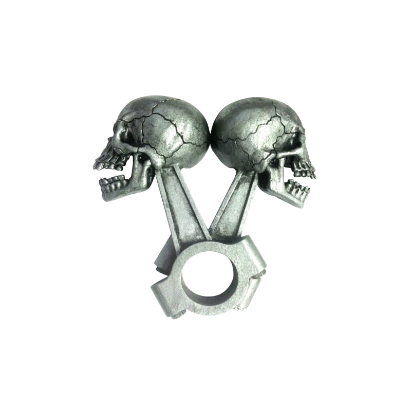 AUTOCOLLANT-STICKER LETHAL THREAT 3D SKULL ARGENT PISTON