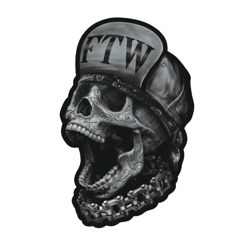 AUTOCOLLANT-STICKER LETHAL THREAT MINI TETE DE MORT FTW (60x80mm)