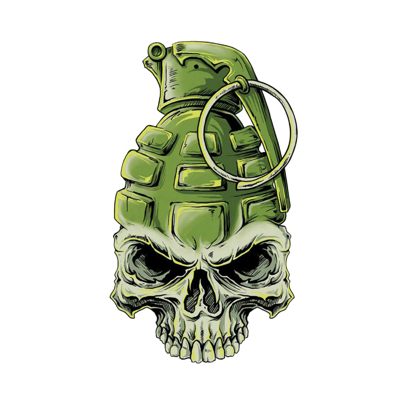 AUTOCOLLANT-STICKER LETHAL THREAT MINI TETE DE MORT GRENADE (60x80mm)