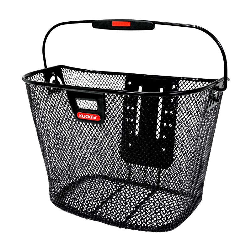 PANIER AVANT ACIER NID ABEILLE KLICKFIX 16L AVEC ANSE FIXATION SUR CINTRE ET CLIP POUR ECLAIRAGE  (36x26x25cm) AVEC PLATINE PLASTIQUE (LIVRE SANS FIXATION)