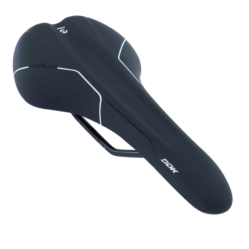 SELLE NEWTON ROUTE-VTT KALLUM NOIR LISERET BLANC 281x140mm RAIL ACIER NOIR