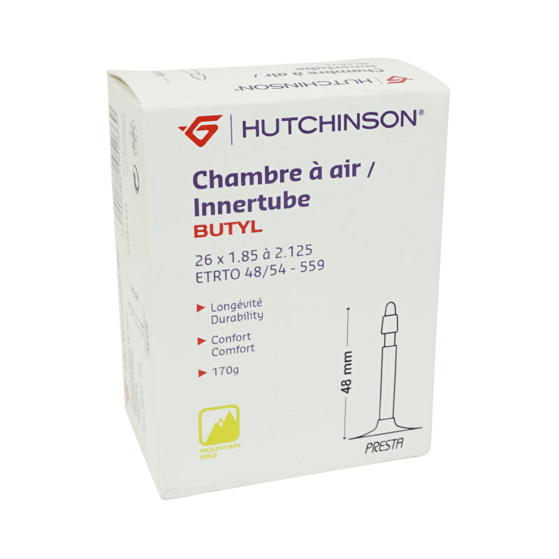 CHAMBRE A AIR VELO 26 x 1.85-2.125 HUTCHINSON VALVE PRESTA 48mm (OFFRE SPECIALE)