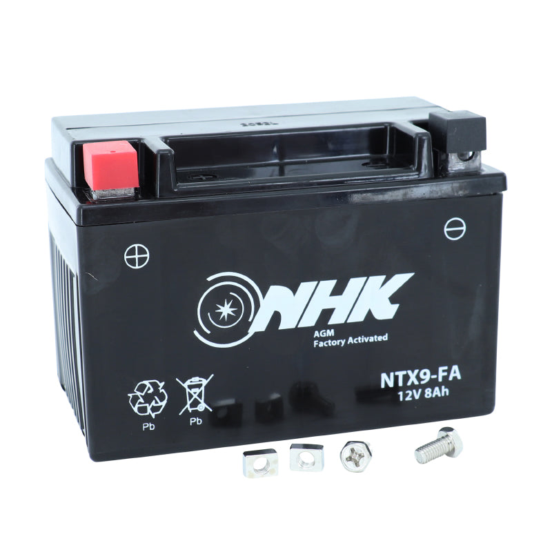 BATTERIE 12V  8 Ah NTX9 NHK FA SANS ENTRETIEN PRETE A L'EMPLOI (Lg150xL87xH105mm)(ACTIVEE EN USINE - QUALITE PREMIUM - EQUIVALENT YTX9-BS)