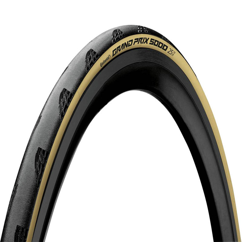 ROAD TIRE 700 X 25 CONTINENTAL GRAND PRIX 5000 BLACK CREAM SIDEWALL TS (25-622) -GP5000-