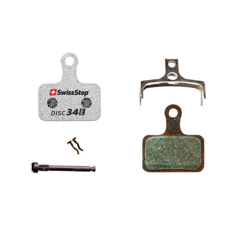 SHIMANO DURA-ACE R9170, ULTEGRA R8070, TIAGRA R4770, RS805, RS505, RS405, RS305 ROAD BRAKE PADS (SWISSSTOP ORGANIC - DISC 34E) (PAIR ON CARD) - COMPATIBLE E-BIKE