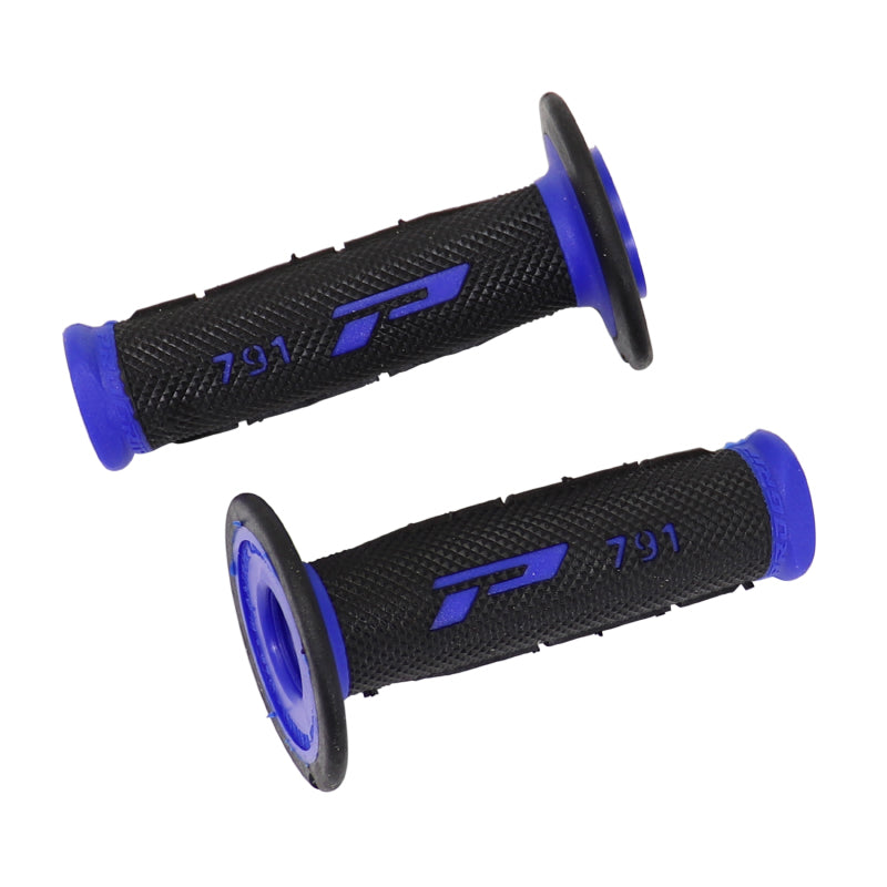 REVETEMENT POIGNEE PROGRIP MOTO OFF ROAD 791 DOUBLE DENSITE BASE BLEU-NOIR CLOSED END 115mm (CROSS-MX) (PAIRE)