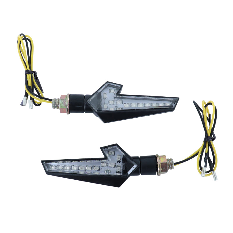 AVOC SAKAI MOTORFIETSINDICATOR 12 LEDS TRANSPARANT ABS BASIS-ZWART (L 110 mm - H 35 mm - L 90 mm) (ECE GOEDGEKEURD) (PAAR)