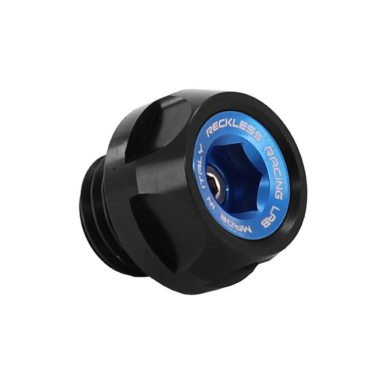 MAXISCOOTER RECKLESS ALU ENGINE OIL CAP FOR YAMAHA 530 TMAX 2017+2019 BLACK-BLUE (SOLD INDIVIDUALLY)