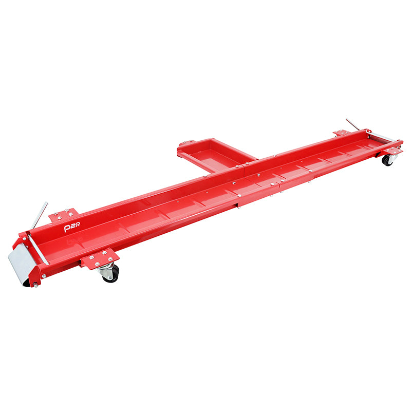 P2R GM UNIVERSELE MOTORFIETSOPSLAG ROOD STAAL MET WIELEN (RAILAFMETINGEN 200x20 cm) (MAX. BELASTING 565 kg)