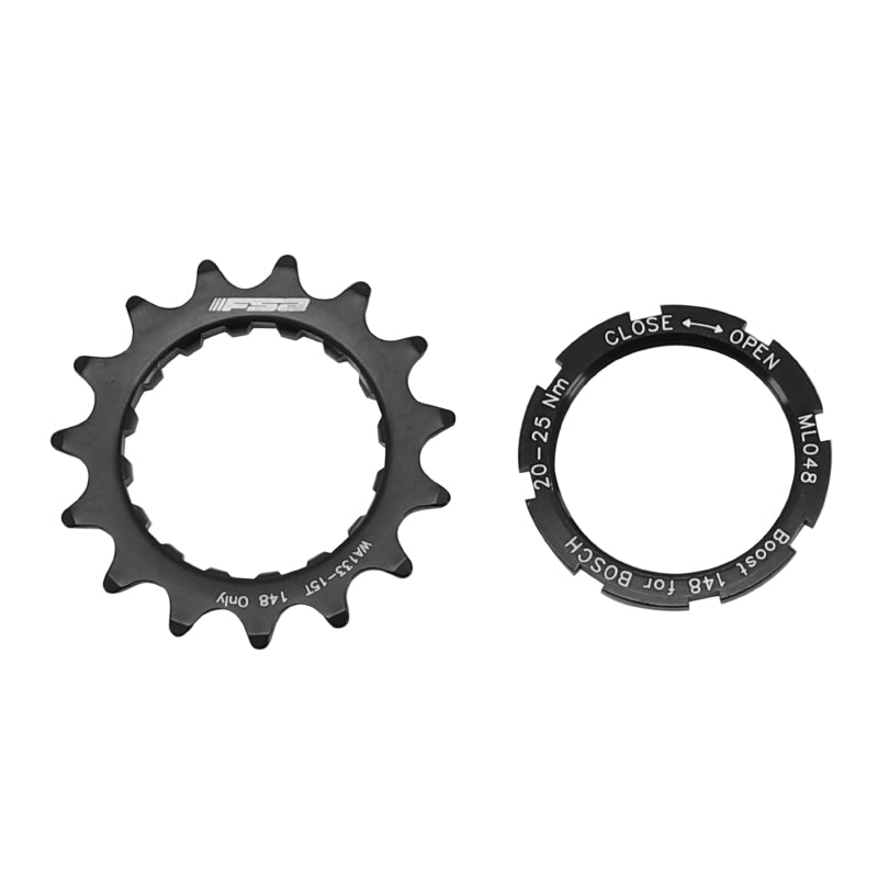 BOSCH 15 TTS COMPATIBLE SPROCKET (WITH 2.5mm SHOULDER OFFSET) FSA BLACK FOR 2.38 CHAIN ​​- SUPPLIED WITH LOCK NUT