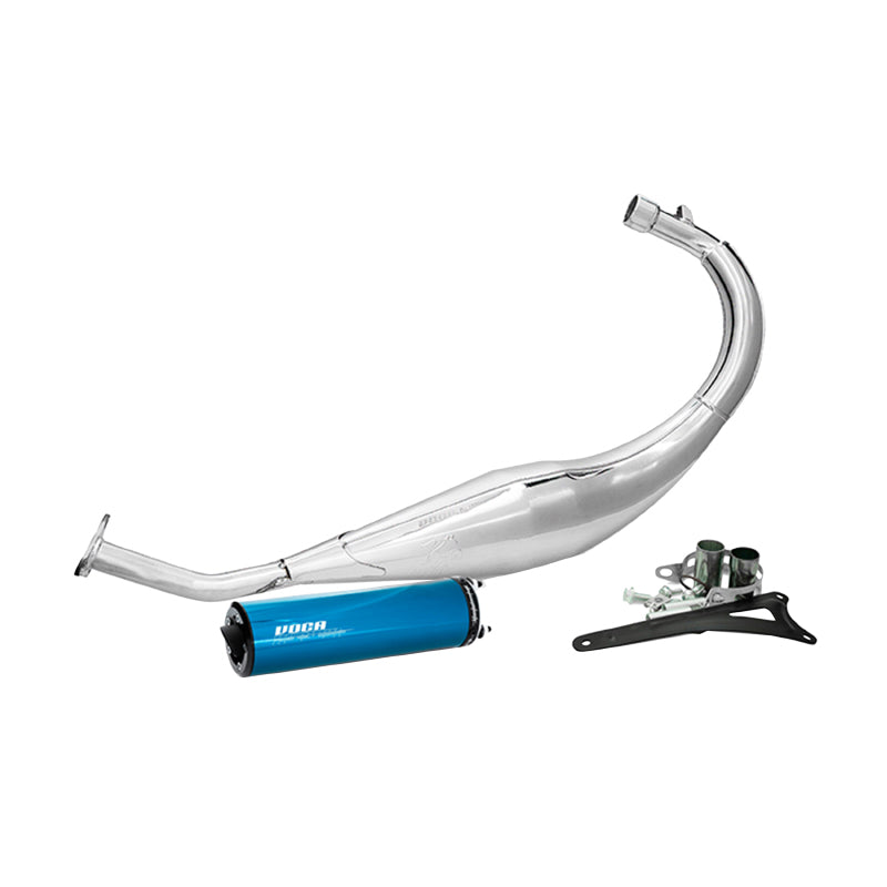 VOCA CHROMED 50 BOX EXHAUST FOR BETA 50 RR 2012+2020 (LOW PASSAGE - BLUE ALUMINUM SILENCER)