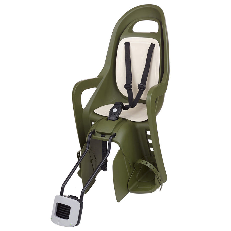 POLISPORT VAE REAR BABY CARRIER-CHILD SEAT TO FIX ON GROOVY GREEN FRAME CREAM CUSHION (9 TO 22KGS) COMPATIBLE 29" - EN 14344 APPROVED