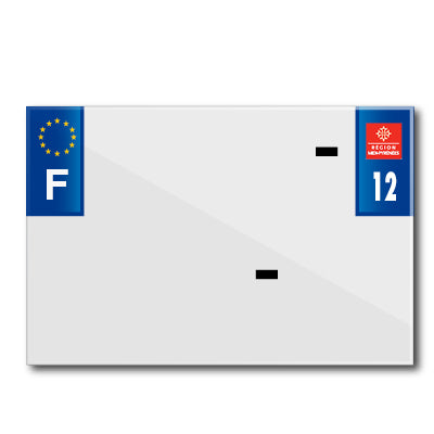 BANDE PLAQUE MOTO 210x145 POUR PVC AVEC RAISON SOCIALE DEP. 12-EURO (VENDU A L'UNITE)