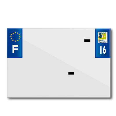 BANDE PLAQUE MOTO 210x145 POUR PVC AVEC RAISON SOCIALE DEP. 16-EURO (VENDU A L'UNITE)