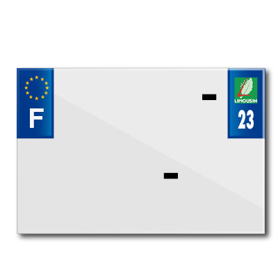 BANDE PLAQUE MOTO 210x145 POUR PVC AVEC RAISON SOCIALE DEP. 23-EURO (VENDU A L'UNITE)